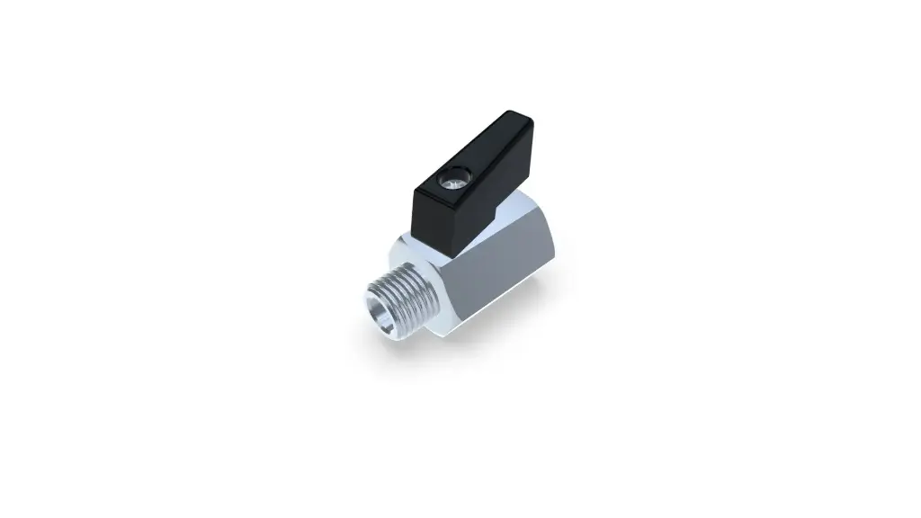 Mini ball valve thread 1/4" (female-male thread) brass chrome plated