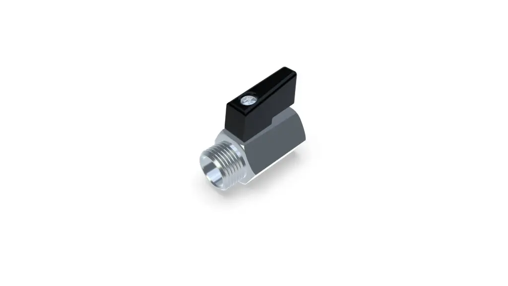Mini ball valve thread 3/8" (female-male thread) brass chrome plated