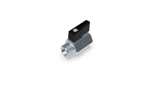 [KH-38] Mini ball valve thread 3/8" (female-male thread) brass chrome plated